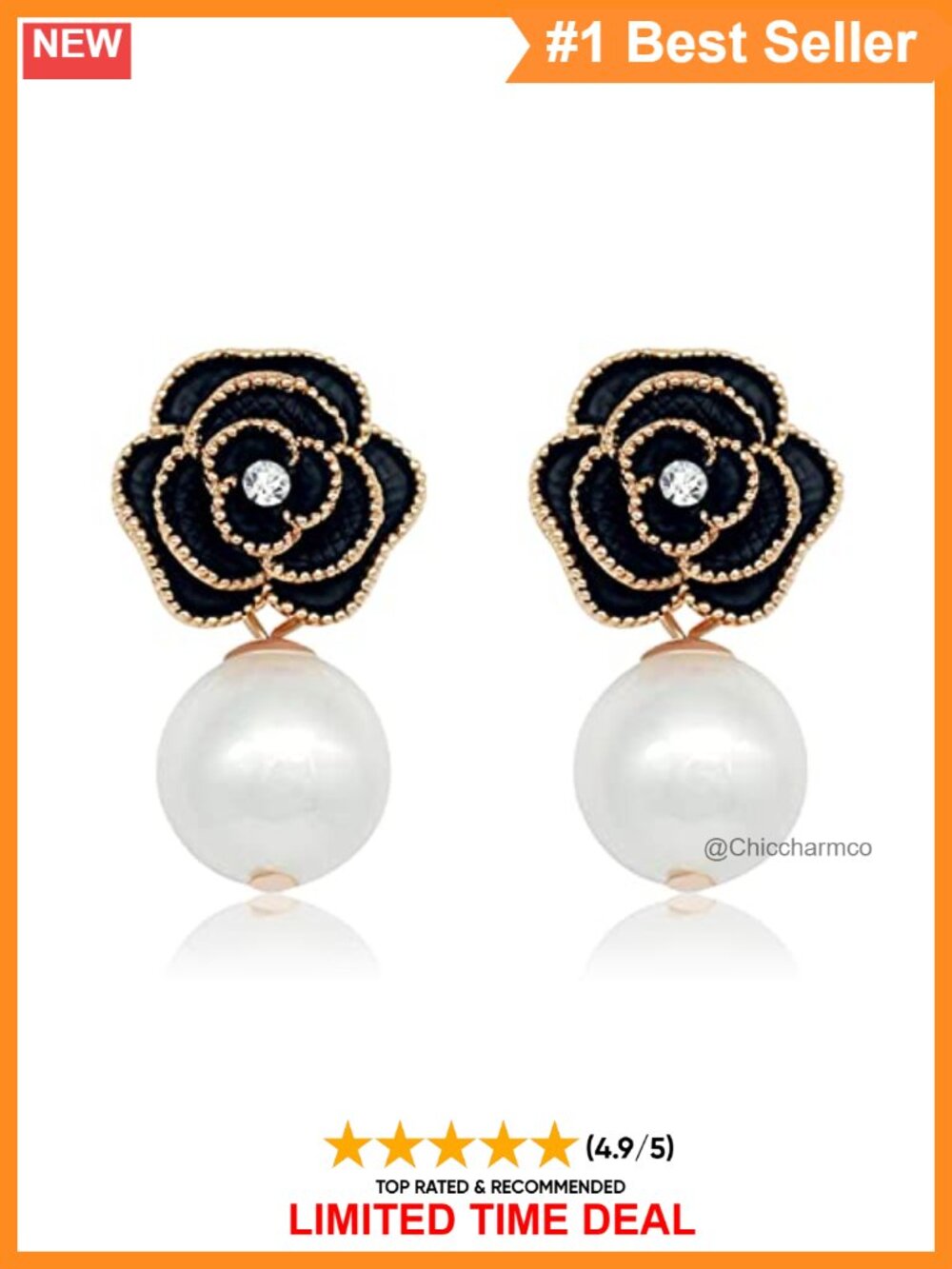 Faux Pearl Flower Drop Dangle Earrings Alloy Metal Women's Jewelry